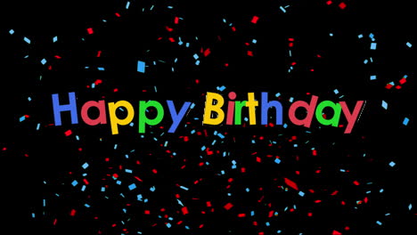 feliz cumpleaños escrito en fondo negro con confeti
