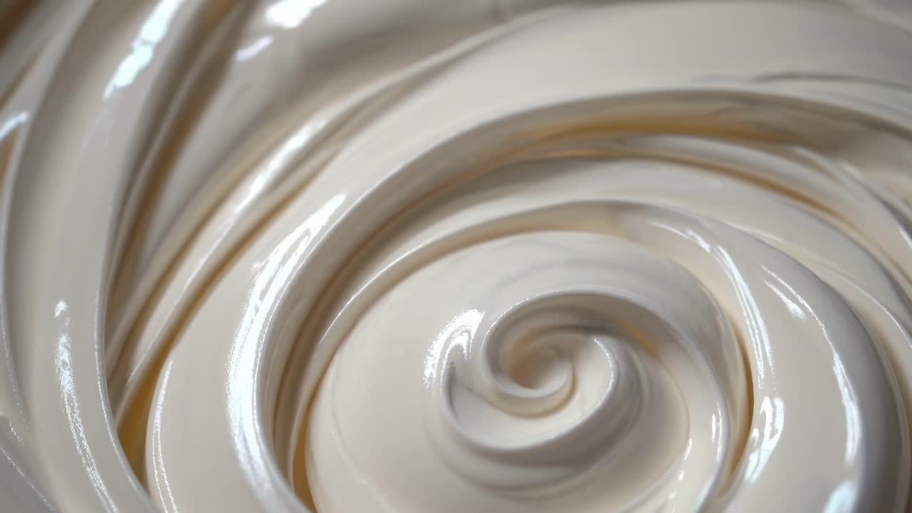 Close-up video of smooth, swirling cream texture