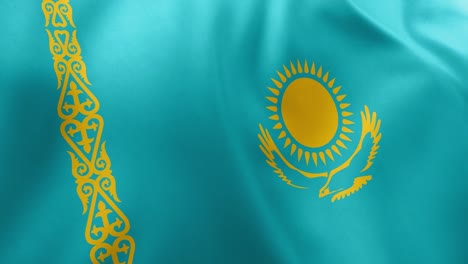 realistic waving flag of kazakhstan, sky blue field with golden sun, eagle, and ornamental pattern. central asian nation symbol, astana, patriotism, kazakhstan