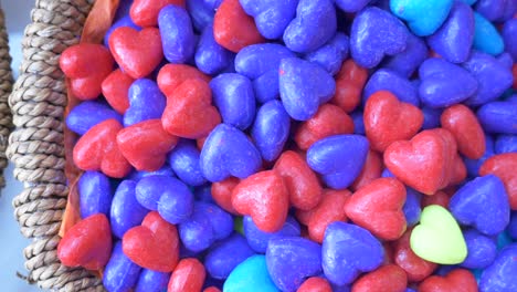 assortment of colorful heart-shaped candies/soap