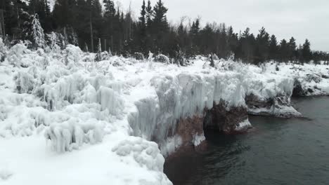 frozen trees and ice formations at tettegouche state park north shore minnesota lake superior shore winter