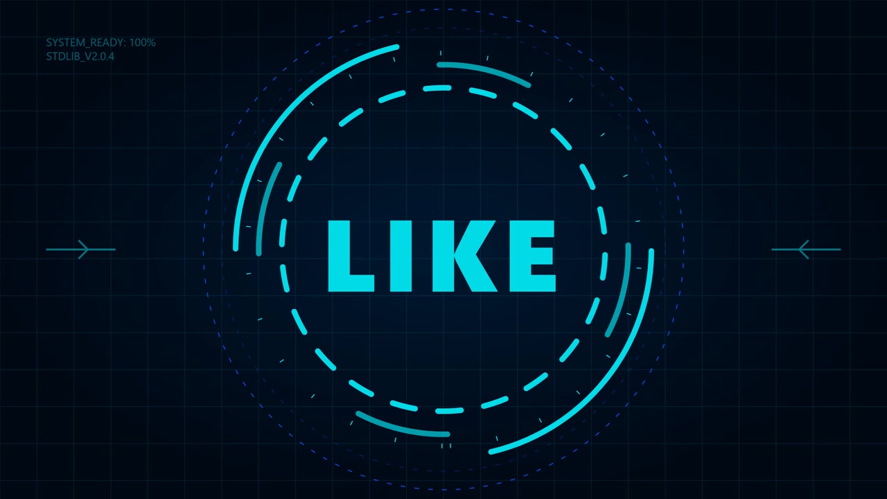 Digital HUD Interface Displaying Like Button Animation