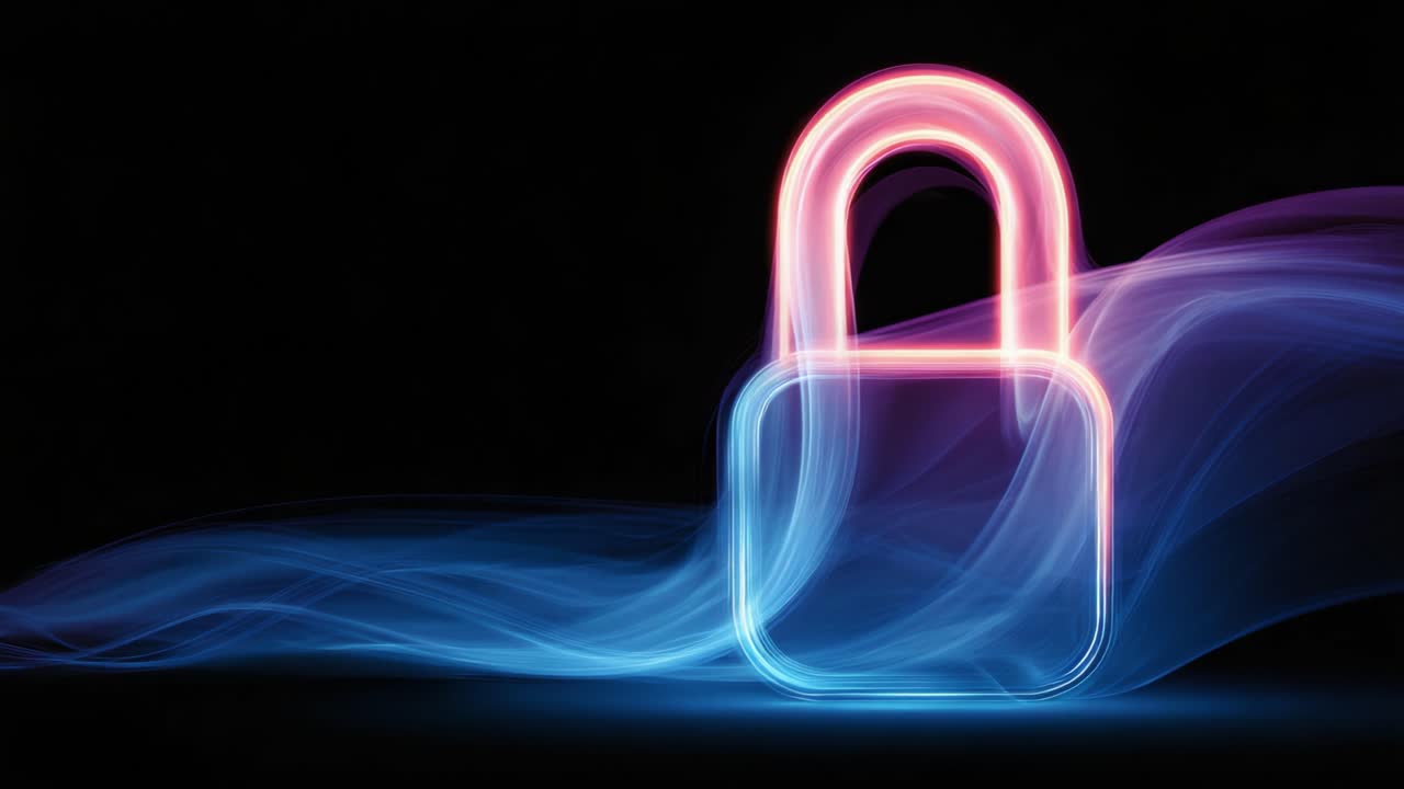 A Captivating Visual Representation of Security: A Vibrant Lock Illustration Symbolizing Protection, Privacy, and Digital Safety Through Dynamic Light Waves
