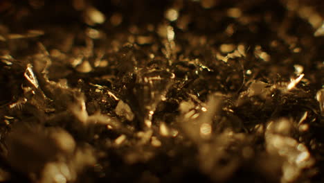 golden color metal fillings close-up shot