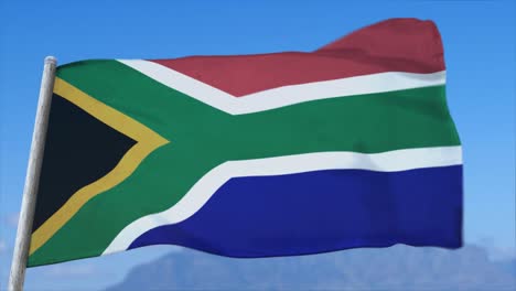 fully loopable cgi 3d animation of south african flag fluttering in close-up