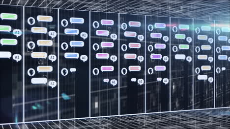 animation of ai data processing over computer servers