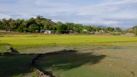 Vista-Del-Hermoso-Paisaje-Escénico-Del-Campo-Rural,-Tierras-De-Cultivo-Y-Arrozales-En-El-Municipio-De-Manatuto,-Timor-Leste-En-El-Sudeste-Asiático