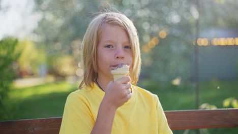 boy eating chocolate ice cream
