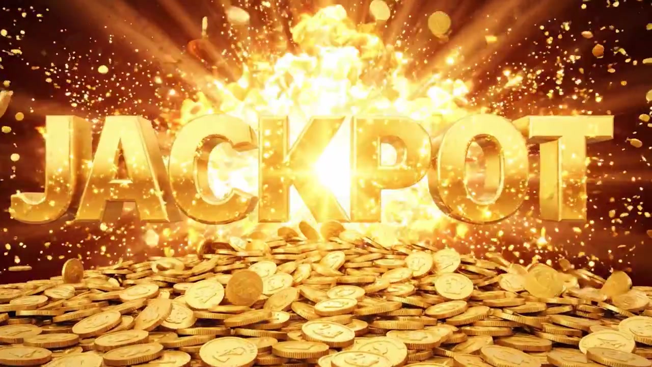 眩いばかりの金貨が爆発し、ジャックポットを当てたスリリングな瞬間を際立たせる。日常が幸運と興奮の壮大な光景へと変わる。