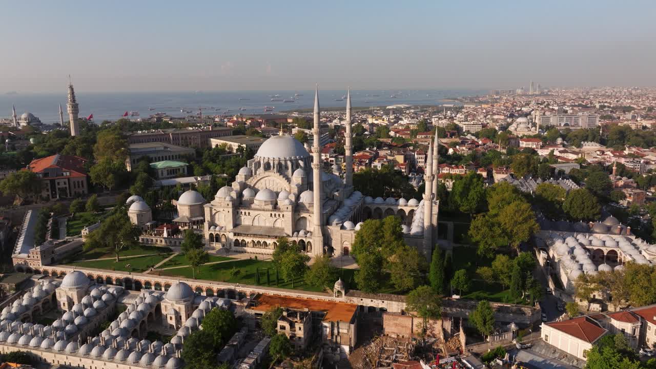 Aerial View of the Magnificent Mosque in Istanbul, Turkey