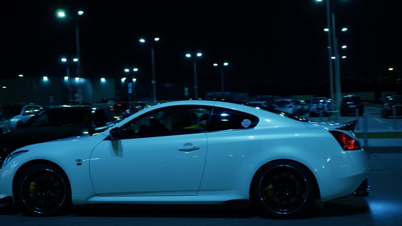 White car at night
