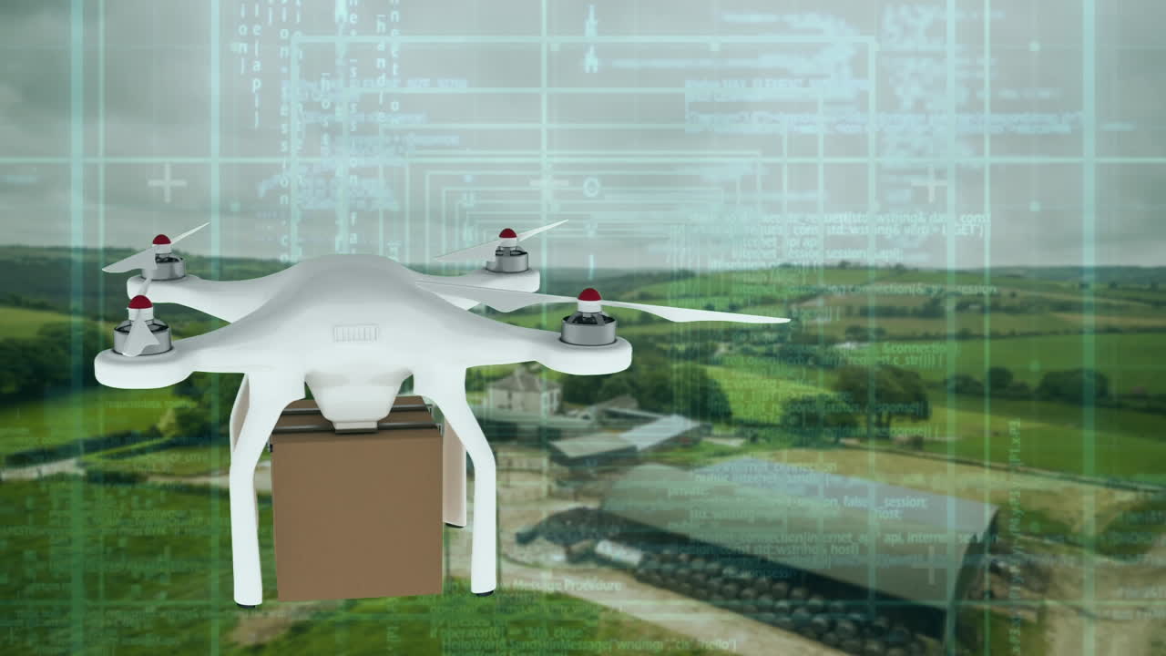 상자를 들고 있는 드론