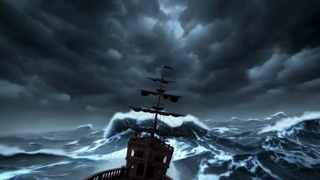 stormy seas and a sailing ship