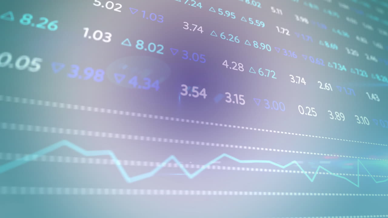 animación del procesamiento de datos financieros sobre un fondo azul