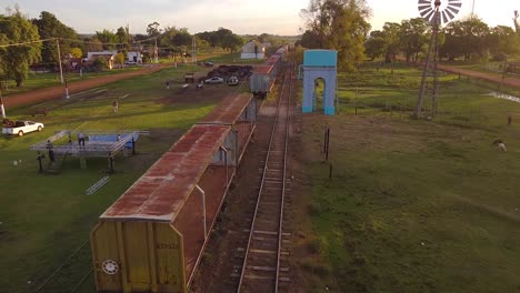 Aerial-view-of-empty-train-tracks