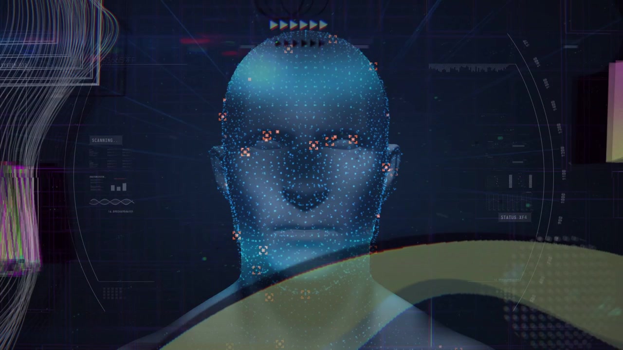 Startup pulse activating point-cloud head, forming facial markers and scanning for face recognition