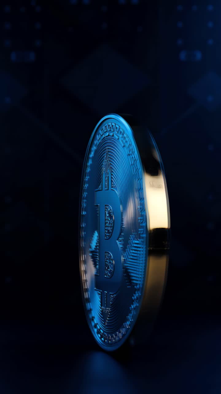 Animação de Bitcoin Dourado Girando em Fundo Escuro Cripto Cinematográfico 4K