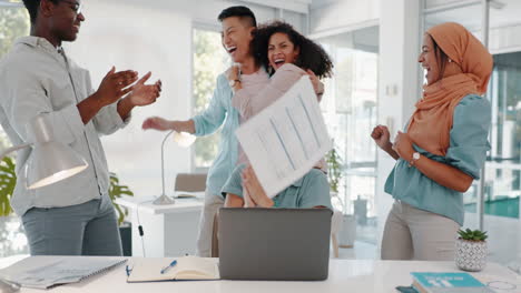 business people, applause and celebration