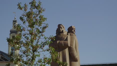 close up of soviet memorial in riga, latvia