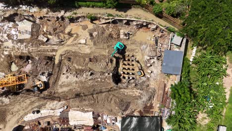 aerial view of a construction site with heavy machinery