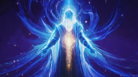 ethereal blue light figure