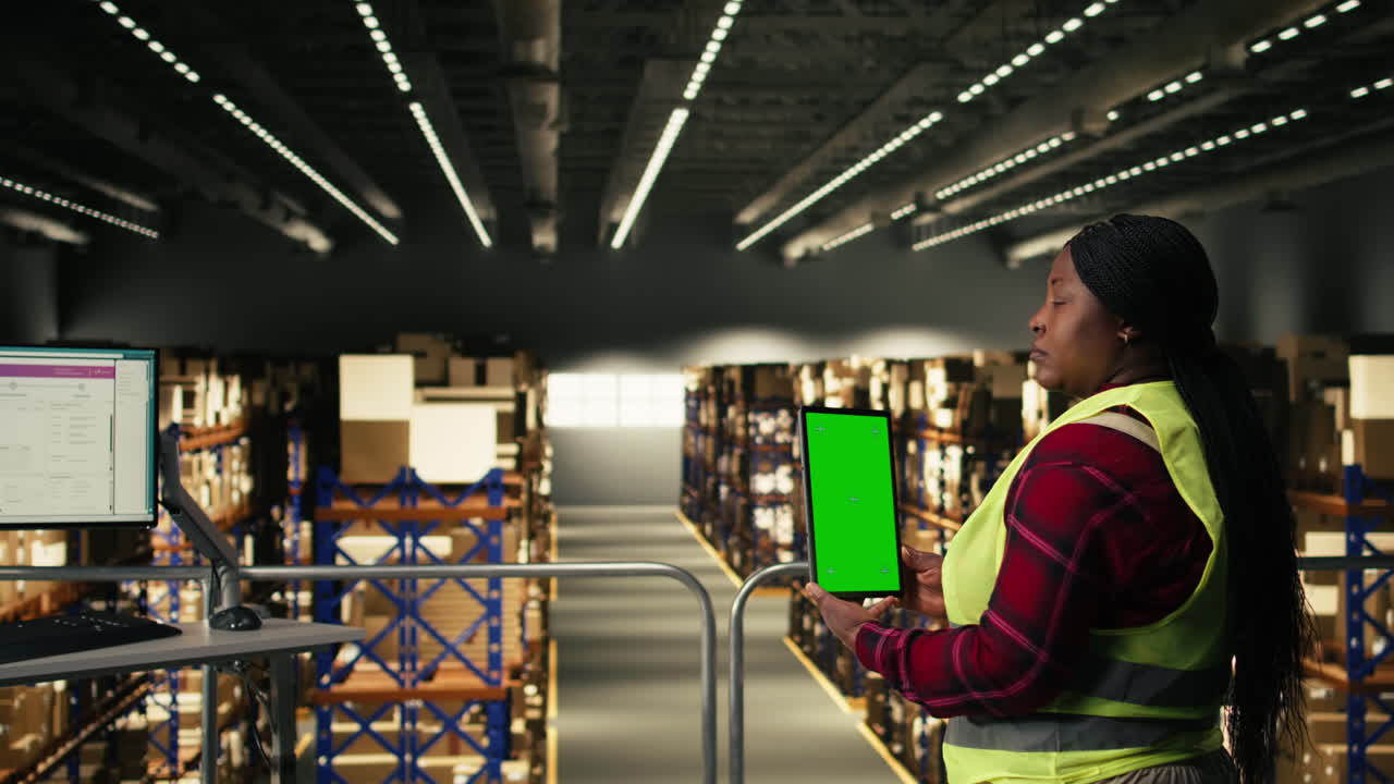 Diverse Warehouse Workers Checking Stock with Digital Devices