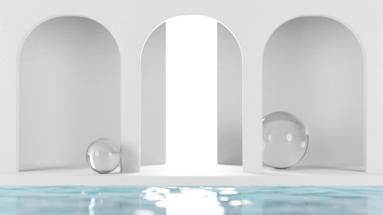 Arch on white elegant pedestal. 3d render