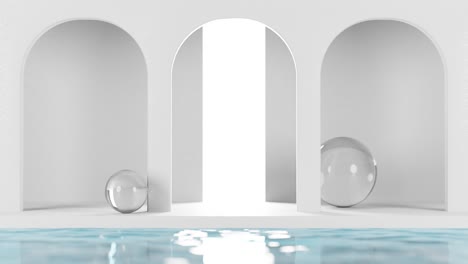 arch on white elegant pedestal. 3d render