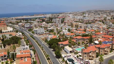 aerial shots of resorts and beaches of paphos, cyprus