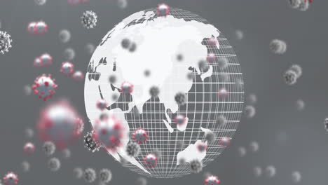 animación de las células del virus y el globo sobre fondo gris