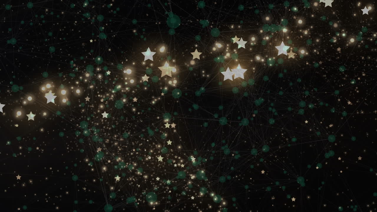 검은 바탕에 있는 점과 연결의 애니메이션