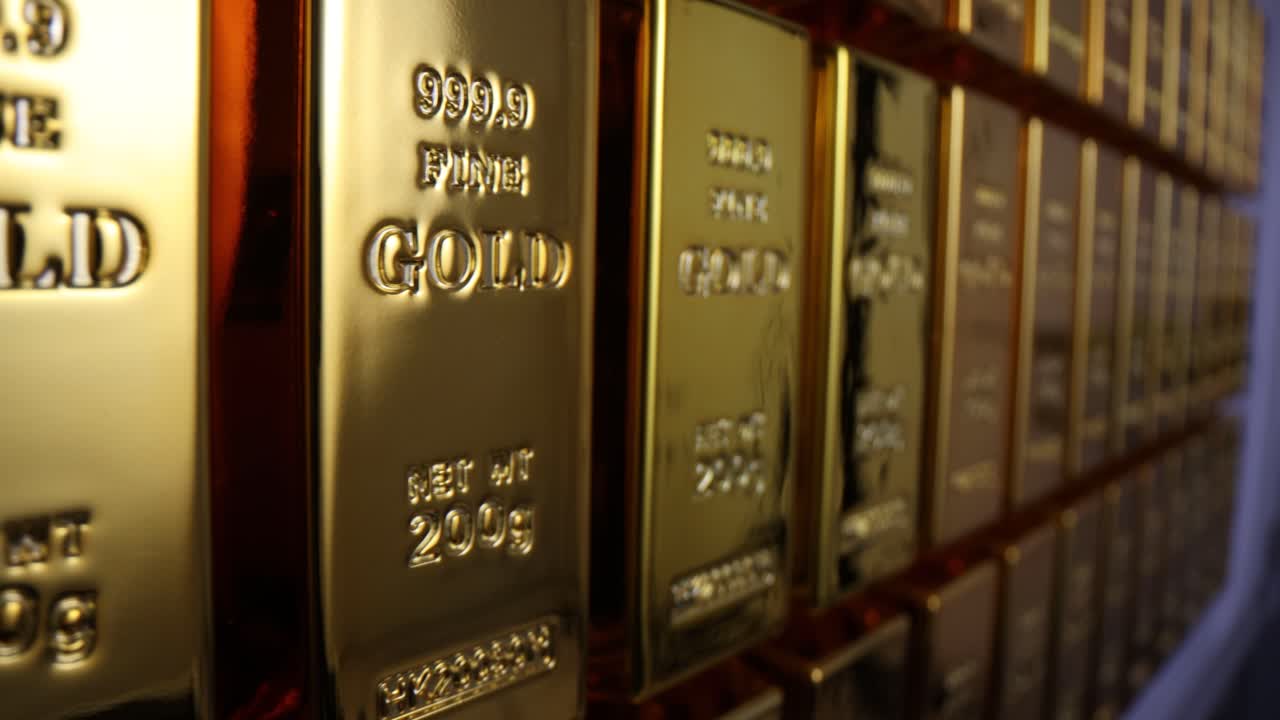 Rows of Gold Bullion Ingots