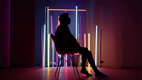 silhouette in neon light