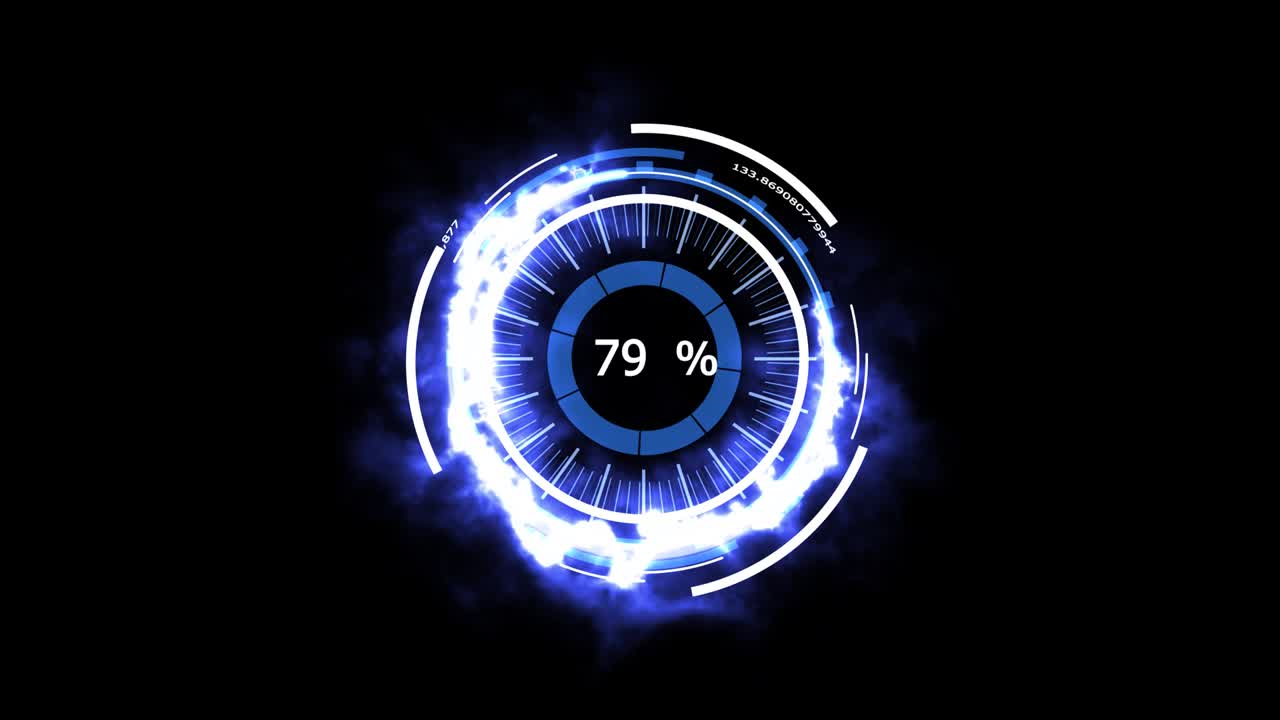 디지털 미터 분석: 전력, 에너지, 하 얼음, 파란색, 강력한 추상화된 광고 기술 디자인