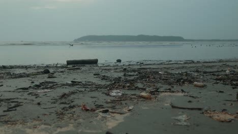 garbage washed ashore at the beach