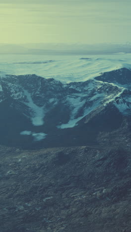 aerial view of snowy mountains