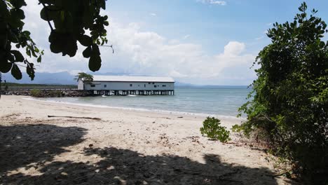 creative drone view of the picturesque heritage listed sugar wharf tourism venue at port douglas north queensland australia