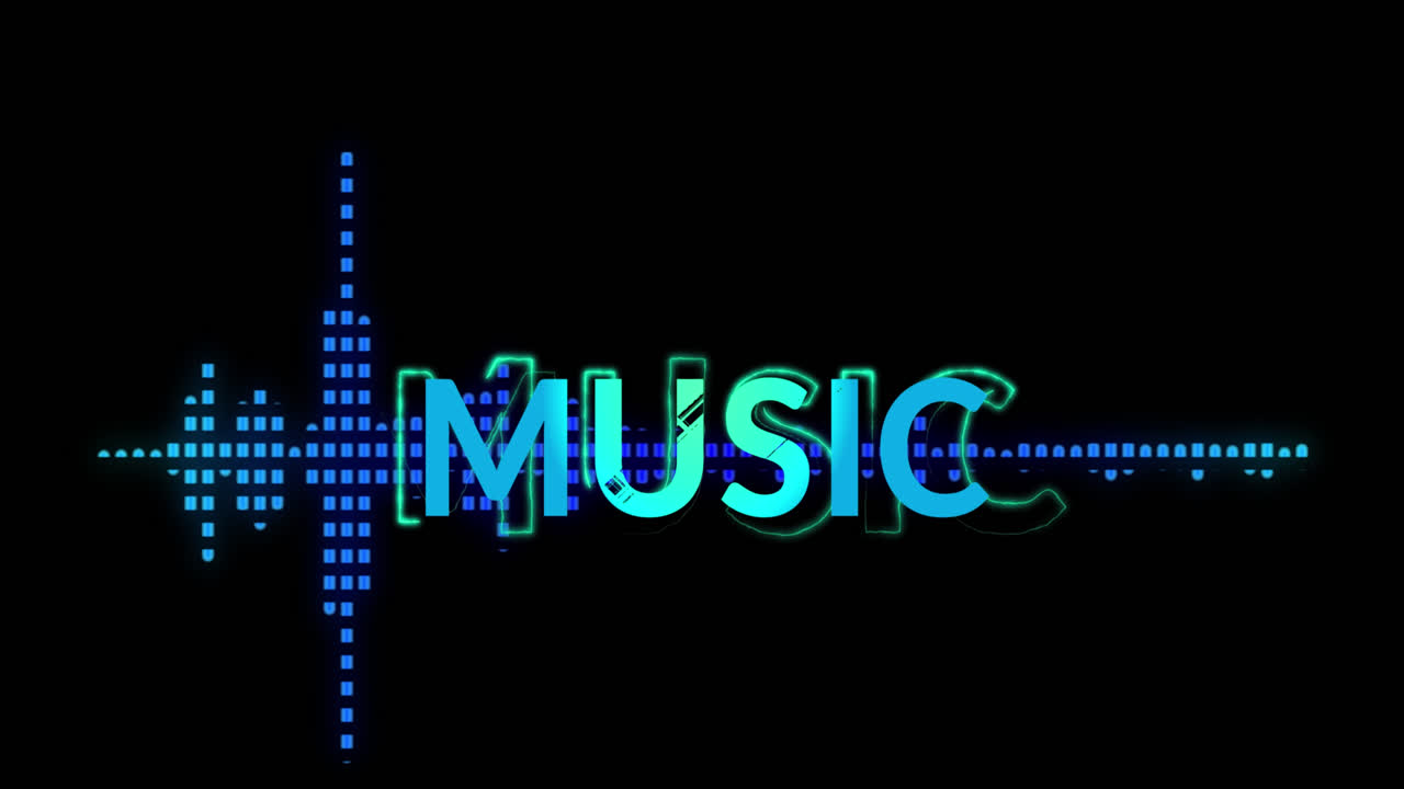 animazione di testo musicale su silhouette di persone che ballano