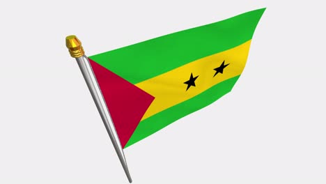 loop video of sao tome and principe flag  fluttering in the wind, slow motion video of 4k , with alpha channel