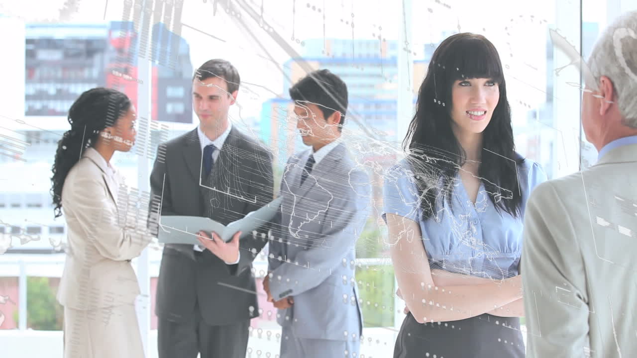 비즈니스 미팅 동안 재무 데이터 처리의 애니메이션