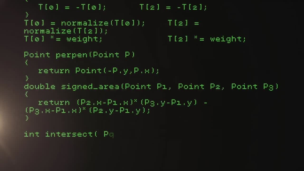 Animation of light trails over data processing on black background