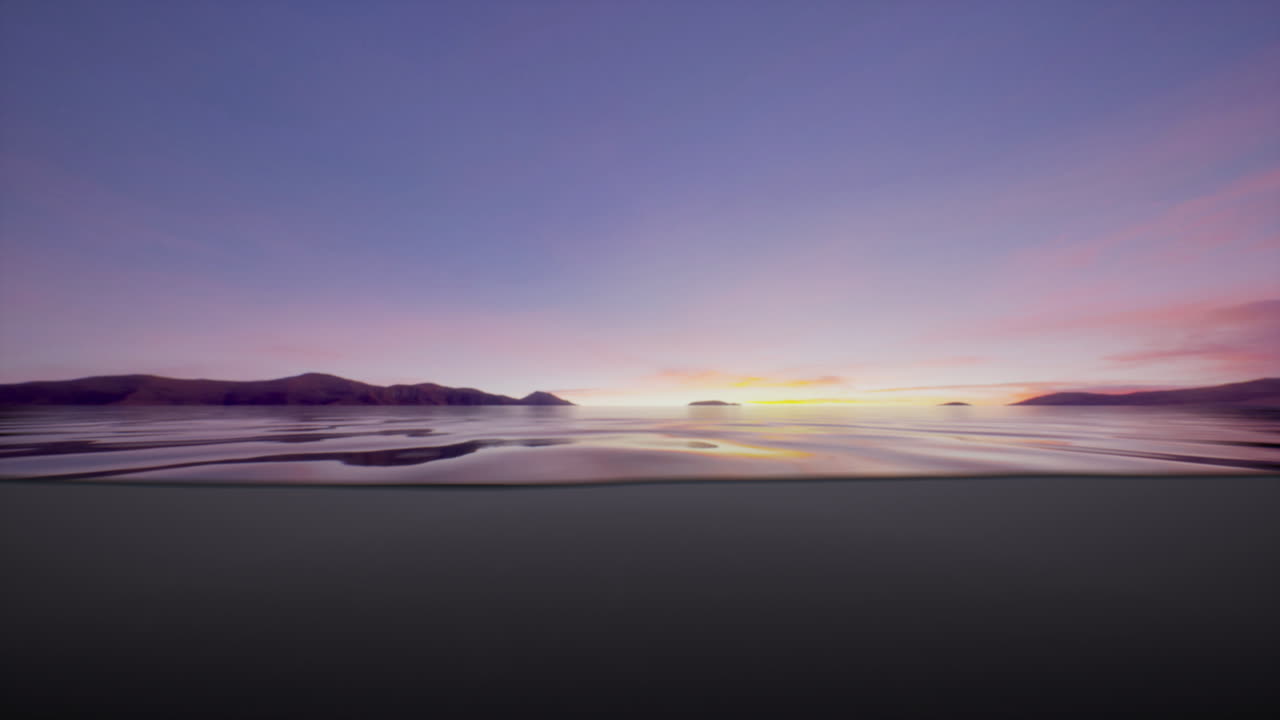 바다 위의 놀라운 일몰