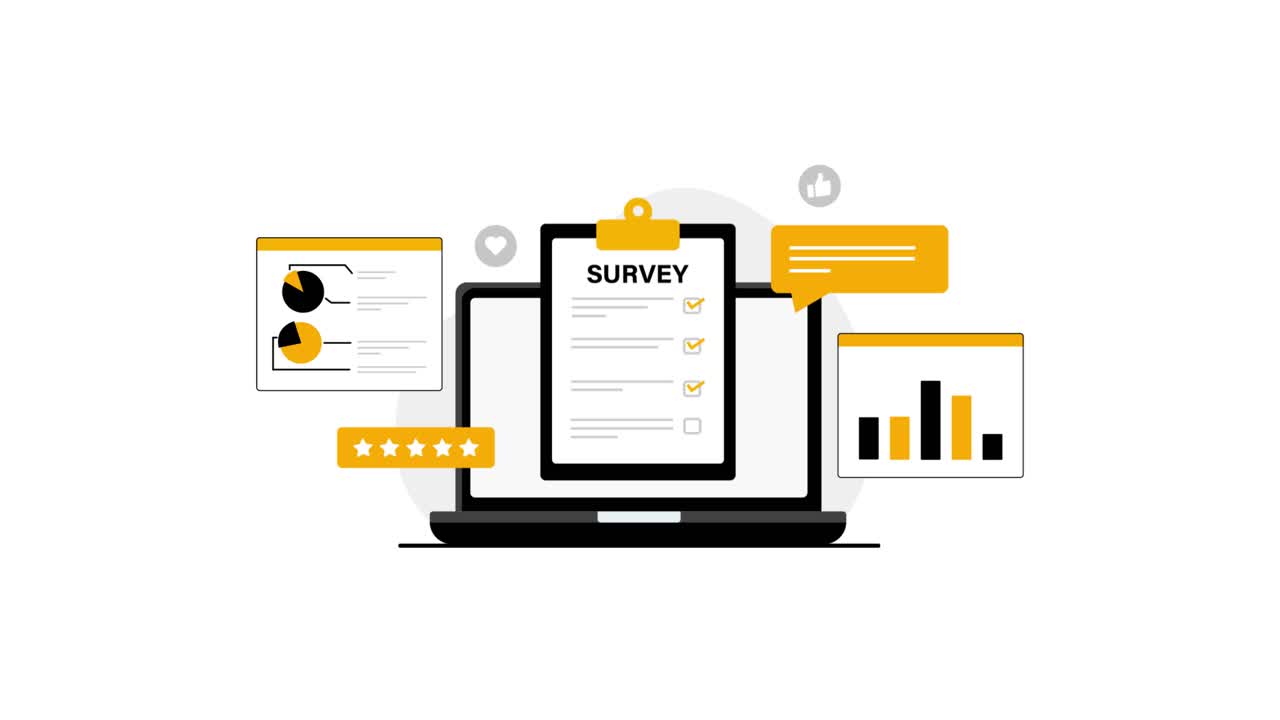 Online Survey and Feedback with Data Analysis Illustration