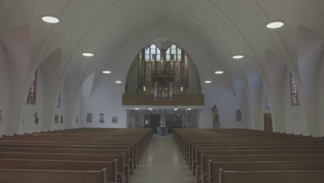 empty interior of the church of st. konrad and elisabeth in freiburg, germany