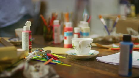 tea is brought to art table