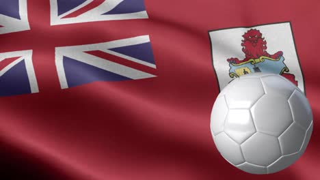 bandera de las bermudas y pelota de fútbol - bandera de las bermudas alto detalle - bandera nacional bermuda patrón de ondas elementos loopable - textura de tela y bucle sin fin - pelota de futbol y bandera