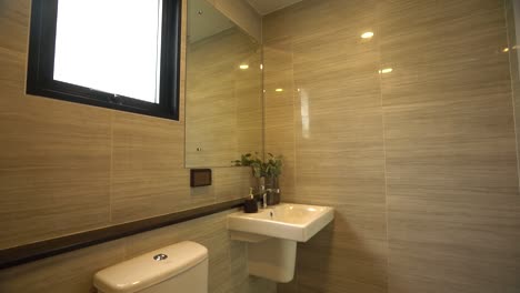 Clean-and-Nice-Beige-Tile-Wall-Bathroom,-Walkthrough