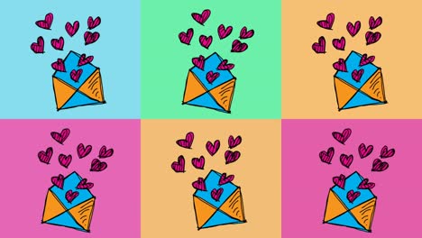 niños dibujando arte pop fondo sin costuras con el tema del mensaje de amor