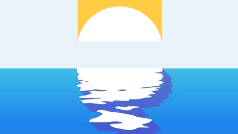 abstract minimalistic concept of recreation and tourism at sea. flat sun / moon reflected on the sea surface