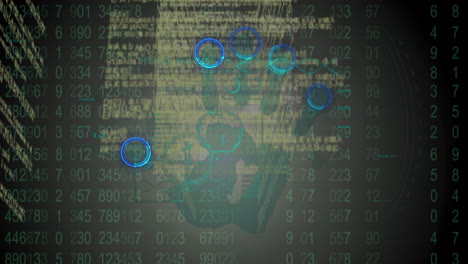 animación del sistema de seguridad biónico manual sobre el procesamiento de datos en espacio amarillo y negro